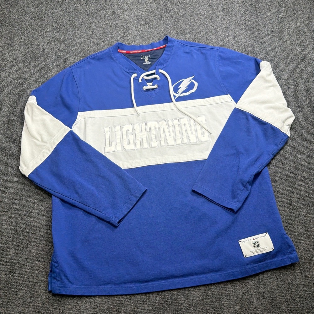 Tampa Bay Lighting X Tommy Hilfiger Collab Jersey Shirt Men's Large Long Sleeve